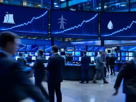 Börsen-Editorialfoto eines Trading-Floors mit Energiecharts, redaktionell zu A2A S.p.A., ISIN IT0001233417, FTSE-MIB-Versorger - Foto: THN