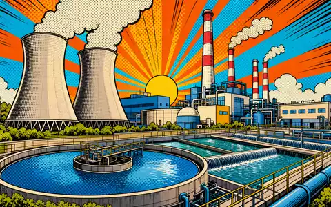 Pop-Art-Comicszene mit Energieanlage und Wassertropfen, stilisiert passend zu A2A S.p.A., ISIN IT0001233417, italienischem Versorger - Foto: THN