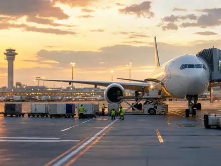 International Consolidated Airlines Group S.A. (ES0177542018): fotorealistisches Flugzeug am Gate im goldenen Abendlicht dargestellt - Foto: THN