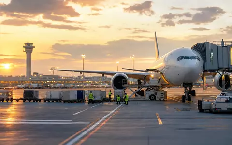 International Consolidated Airlines Group S.A. (ES0177542018): fotorealistisches Flugzeug am Gate im goldenen Abendlicht dargestellt - Foto: THN