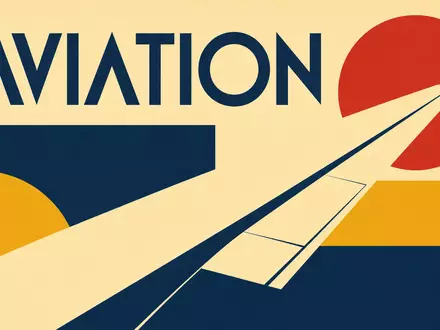 International Consolidated Airlines Group S.A. (ES0177542018): geometrisches Bauhaus-Poster zeigt den Sektor-Text AVIATION deutlich - Foto: THN