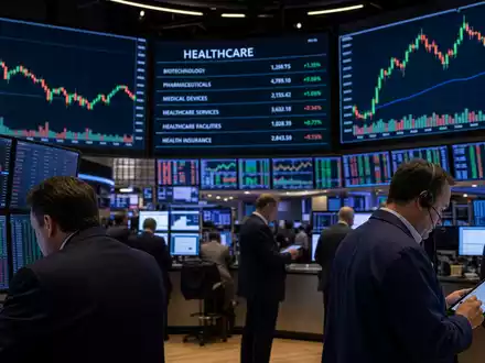 Börsen-Editorialfoto vom Trading-Floor der Bolsa de Madrid zeigt Charts zu Grifols S.A. ES0171996087 im Gesundheitssektor - Foto: THN