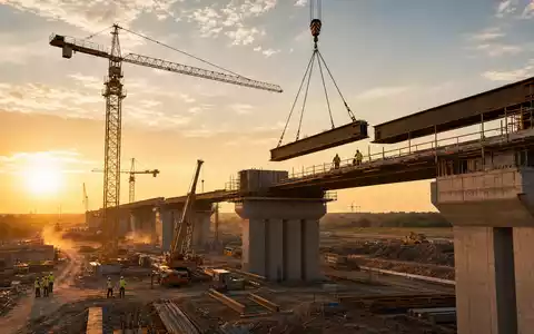 Fotorealistische Großbaustelle zeigt ACS Actividades de Construcción y Servicios S.A. (ES0167050915) beim Infrastrukturbau - Foto: THN