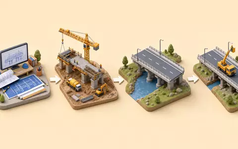 Isometrische 3D-Grafik zeigt Wertschöpfungskette von ACS Actividades de Construcción y Servicios S.A. (ES0167050915) - Foto: THN