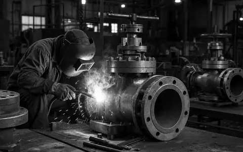 IMI plc GB00B1905F76 dokumentiert authentische Schweißarbeiten an schweren Industrieventilen in dramatischer Schwarzweiß-Reportage - Foto: THN
