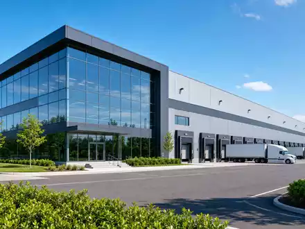 Architektur-Render zeigt modernes Logistikzentrum von Howden Joinery Group Plc, ISIN GB0002148369, fuer Kuechen- und Baustoffvertrieb - Foto: THN