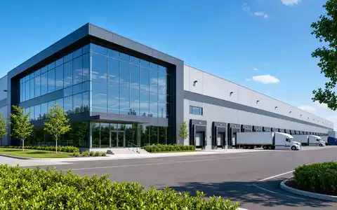 Architektur-Render zeigt modernes Logistikzentrum von Howden Joinery Group Plc, ISIN GB0002148369, fuer Kuechen- und Baustoffvertrieb - Foto: THN
