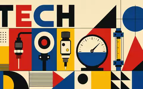 Spectris plc GB0004762810 Bauhaus Poster geometrische Formen Schriftzug TECH Kreise Dreiecke Primärfarben Messtechnik Motiv - Foto: THN