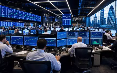 Spectris plc GB0004762810 Börsen Editorial London Stock Exchange Handelssaal mit Elektronik Sektor Charts auf Monitoren - Foto: THN