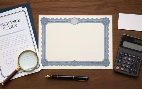 Flatlay-Arrangement mit Aktienzertifikat und ISIN-Karte symbolisiert Gjensidige Forsikring ASA, ISIN NO0010582521, Versicherungsbranche - Foto: THN