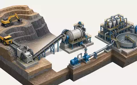 Isometrisches 3D-Diagramm der Wertschöpfungskette im Bergbau, relevant für The Weir Group plc, GB0009633180 - Foto: THN