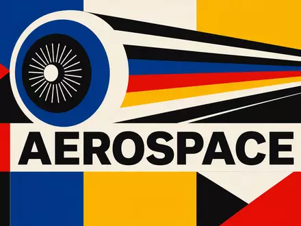 GE Aerospace US3696043013 geometrisches Bauhaus Poster mit AEROSPACE Schriftzug in Primärfarben und konzentrischen Triebwerkskreisen - Foto: THN