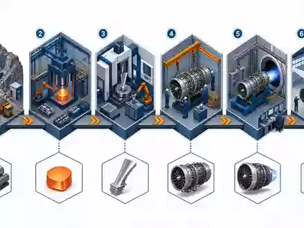 GE Aerospace US3696043013 isometrisches 3D Diagramm zeigt die Triebwerks Wertschöpfungskette vom Rohstoff bis zur Flugzeugmontage - Foto: THN