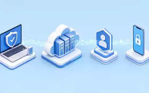Gen Digital US3687361044 isometrische 3D-Wertschöpfungskette zeigt Cybersicherheitsprozess von Endpoint über Cloud bis Mobilgerät - Foto: THN