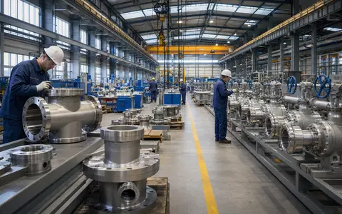 Georg Fischer AG CH0001752309 zeigt fotorealistische Fertigungshalle mit Rohrleitungssystemen und Präzisionsbauteilen in Metallverarbeitung - Foto: THN