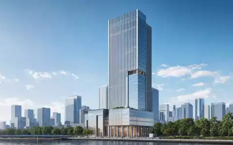 Wendel SE FR0000120966 illustriert ein architektonisches Render eines eleganten Glas-Wolkenkratzers für Finanzholdings - Foto: THN