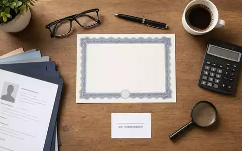 Flatlay-Arrangement mit Aktienzertifikat und ISIN-Karte repräsentiert Adecco Group AG, ISIN CH0012138530, im Personaldienstleistungssektor - Foto: THN