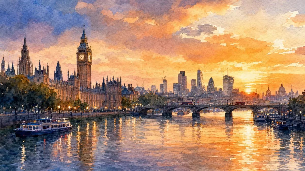 Aquarell London-Skyline Themse ITV plc GB0033986497