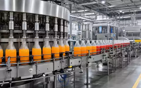 Fotorealistische Abfüllanlage veranschaulicht die Getränkeproduktion von Britvic plc, ISIN GB00B0N8QD54, industrielle Fertigung - Foto: THN