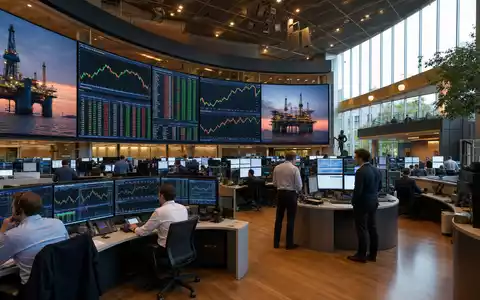 Editorial-Aufnahme eines Börsenparketts mit Energiecharts symbolisiert Aktienhandel mit SBM Offshore N.V., ISIN NL0000360618 - Foto: THN
