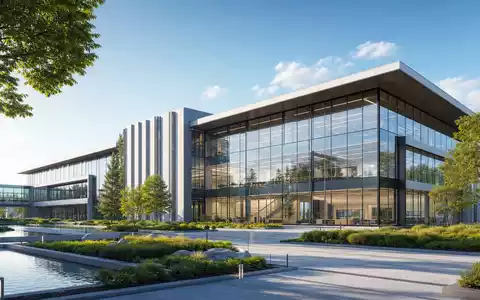 QinetiQ Group plc (ISIN GB00B0WMWD03) präsentiert moderne Forschungsgebäude mit Glasfassade als Sinnbild für Sicherheitstechnik-Innovation - Foto: THN