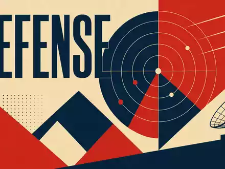 QinetiQ Group plc (ISIN GB00B0WMWD03) wird geometrisch als Bauhaus-Poster mit Radar- und Verteidigungsmotiven dargestellt - Foto: THN