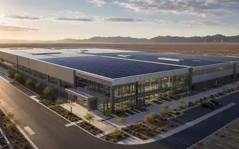 First Solar Inc. modernes Produktionswerk als CGI-Render, ISIN US3364331070 symbolisiert industrielle Solarproduktion - Foto: THN