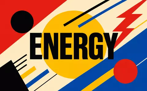 FirstEnergy Corp. Bauhaus Poster mit geometrischen Formen und dem Wort ENERGY ISIN US3377381088 - Foto: THN