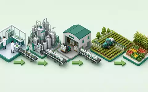 FMC Corp. isometrische Wertschöpfungskette Agrochemie von Labor über Produktion bis Ernte ISIN US3024913036 - Foto: THN