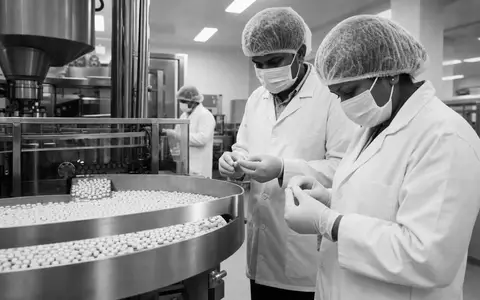 Dokumentarische Schwarzweiß-Aufnahme repräsentiert Eli Lilly and Company, ISIN US5324571083, in pharmazeutischer Produktionsstätte weltweit - Foto: THN