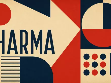 Bauhaus-Poster mit geometrischen Formen repräsentiert Eli Lilly and Company, ISIN US5324571083, im Pharmasektor gestalterisch - Foto: THN