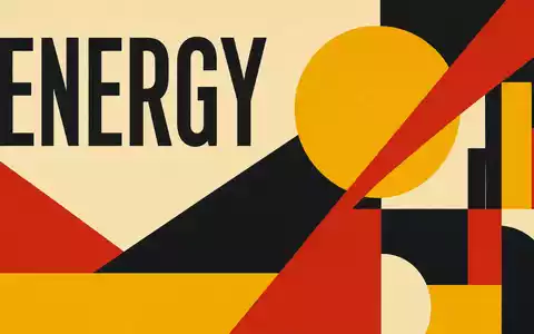 Bauhaus-Poster mit geometrischen Formen und dem Wort ENERGY zeigt Eni S.p.A., ISIN IT0003132476 - Foto: THN