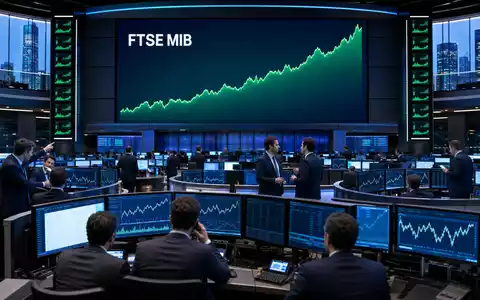 Börsen-Editorial-Foto vom Handelsraum in Mailand mit Energie-Charts illustriert Eni S.p.A. an der Börse, ISIN IT0003132476 - Foto: THN