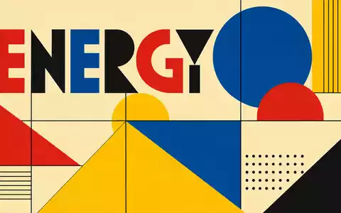 Bauhaus-Poster mit geometrischen Formen und Energy-Schriftzug steht symbolisch für Enel S.p.A., ISIN IT0003128367, im Energiesektor - Foto: THN