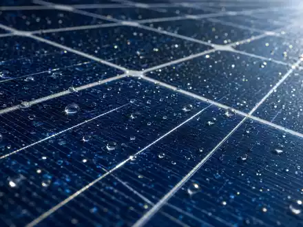 Makroaufnahme einer Solarzellenoberfläche veranschaulicht die Photovoltaik-Technologie von Enel S.p.A., ISIN IT0003128367, im Detail - Foto: THN