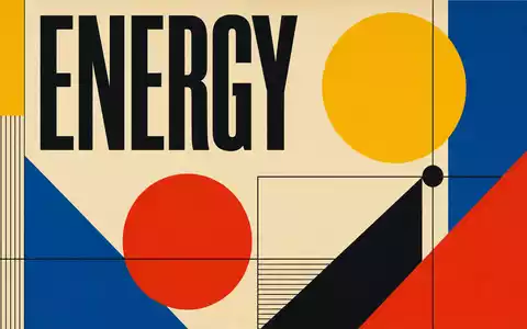 Geometrisches Bauhaus-Poster mit Schriftzug ENERGY symbolisiert den Sektor von E.ON SE DE000ENAG999 klar - Foto: THN