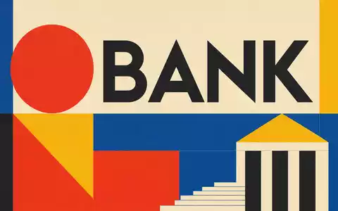 Bauhaus-Poster mit Sektor-Text BANK repräsentiert die Branche der Jyske Bank A/S DK0010307958 geometrisch - Foto: THN