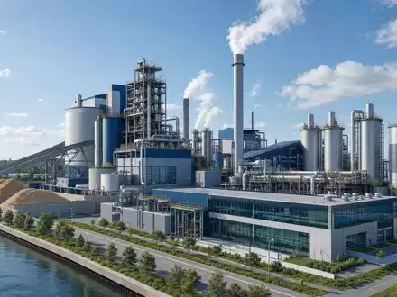 Architektur-Render einer industriellen Zellstoffanlage repräsentiert Valmet Oyj, ISIN FI4000074984, notiert an der Nasdaq Helsinki Börse - Foto: THN