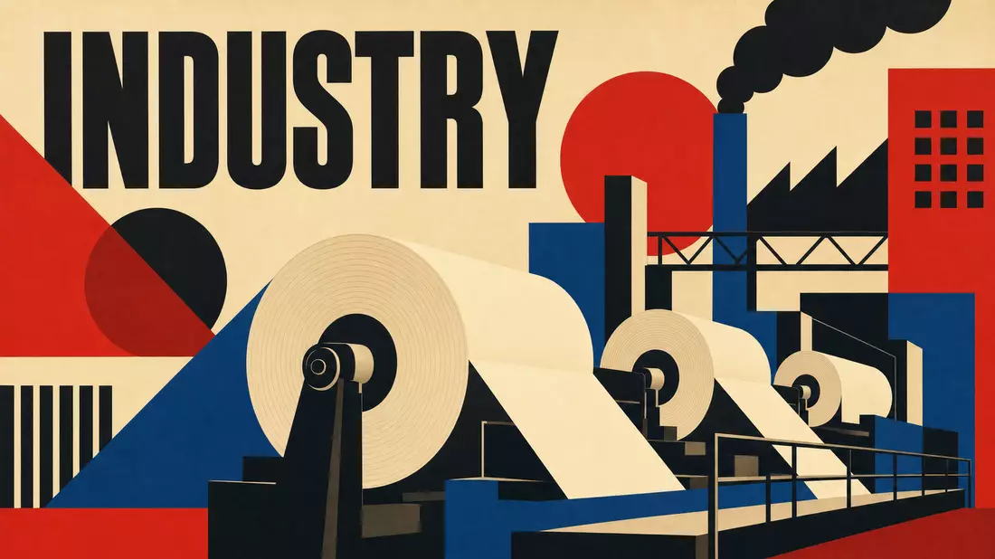 Bauhaus-Poster Papierrollen Industrie, Valmet Oyj FI4000074984 Nasdaq Helsinki