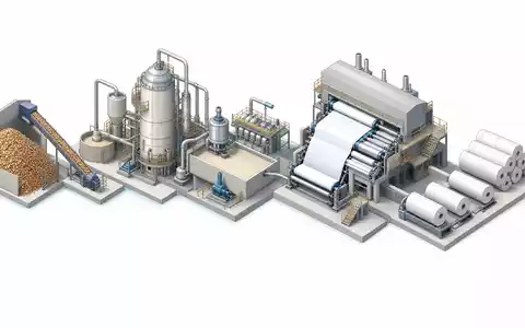 Isometrisches 3D-Diagramm zeigt Produktionskette der Papierindustrie, passend zu Valmet Oyj, ISIN FI4000074984, Nasdaq Helsinki OMX - Foto: THN
