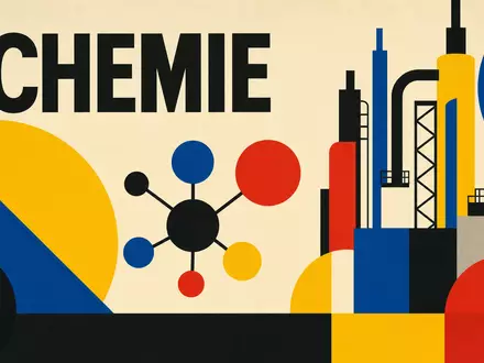 Geometrisches Bauhaus-Poster mit Sektor-Text CHEMIE steht sinnbildlich für den Konzern LyondellBasell mit der ISIN NL0009434992 - Foto: THN
