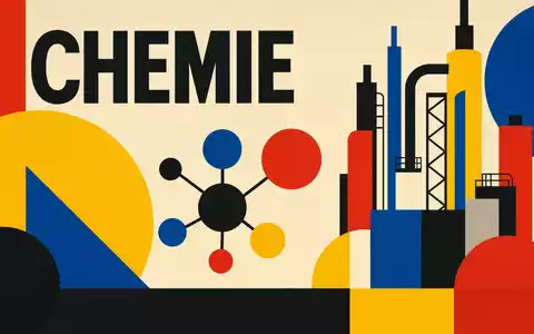 Geometrisches Bauhaus-Poster mit Sektor-Text CHEMIE steht sinnbildlich für den Konzern LyondellBasell mit der ISIN NL0009434992 - Foto: THN