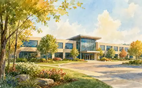 Aquarellmalerei zeigt ruhigen Firmensitz-Campus, kĂŒnstlerisch inspiriert von Lowe's Companies, Kennnummer US5486611073, im Einzelhandelssektor - Foto: THN