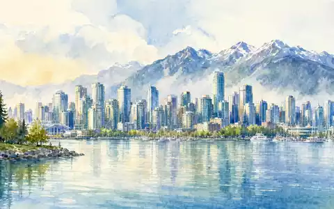 Aquarellmalerei der Skyline von Vancouver repräsentiert den Hauptsitz von Lululemon Athletica, Aktie ISIN CA5500211090 notiert - Foto: THN