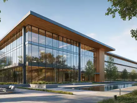 Architektur-Render eines modernen Firmensitzes veranschaulicht die Konzernzentrale von Lululemon Athletica, Aktie mit ISIN CA5500211090 - Foto: THN