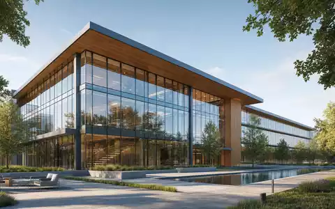 Architektur-Render eines modernen Firmensitzes veranschaulicht die Konzernzentrale von Lululemon Athletica, Aktie mit ISIN CA5500211090 - Foto: THN