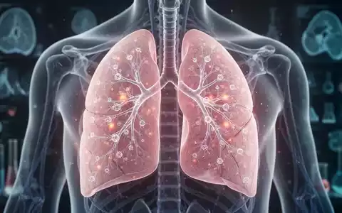 Nahaufnahme einer menschlichen Lunge mit subtil leuchtenden Entzündungszeichen, die Rheumatoide Arthritis symbolisieren, vor medizinischem Hintergrund. - Foto: über boerse-global.de