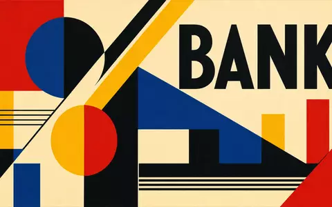 M&T Bank Bankwesen als geometrisches Bauhaus Poster mit BANK Schriftzug und Primärfarben ISIN US55261F1049 - Foto: THN