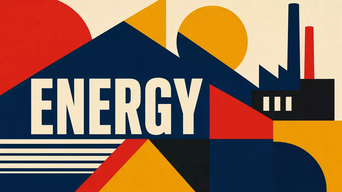 Bauhaus-Poster mit geometrischen Formen und großem Schriftzug ENERGY