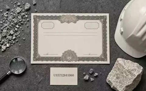 Martin Marietta Materials (US5732841060) dargestellt als stilvolles Flatlay mit Zertifikat, ISIN-Karte, Helm und Gesteinsproben - Foto: THN